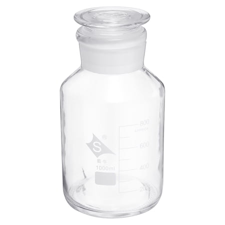 Uxcell 1000mL Clear Reagent Media Graduated Glass Storage Bottle Clear Cap