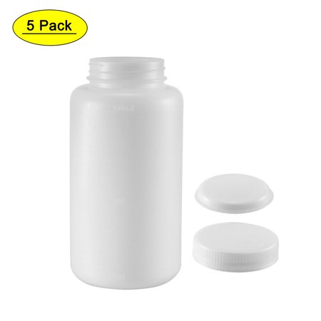 Uxcell 1000ml/34oz Plastic Wide Mouth Lab Reagent Bottle 5 Count