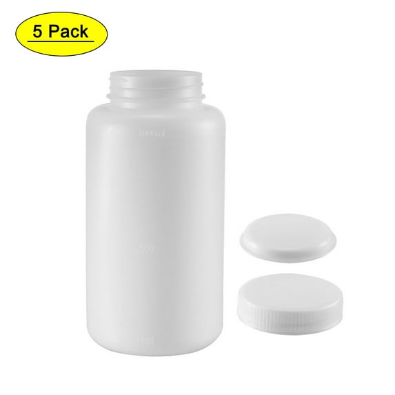 Uxcell 1000ml/34oz Plastic Wide Mouth Lab Reagent Bottle 5 Count