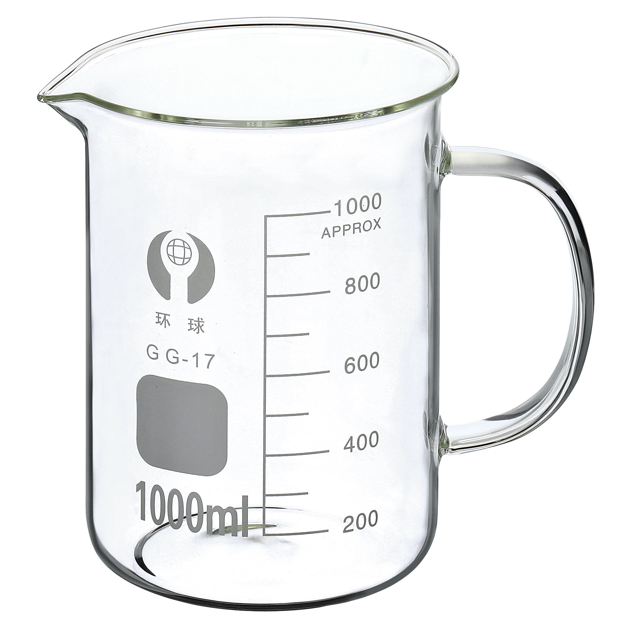 Uxcell 1000ml Glass Beaker with Handle, 3.3 Borosilicate Graduated Lab  Measuring Cups