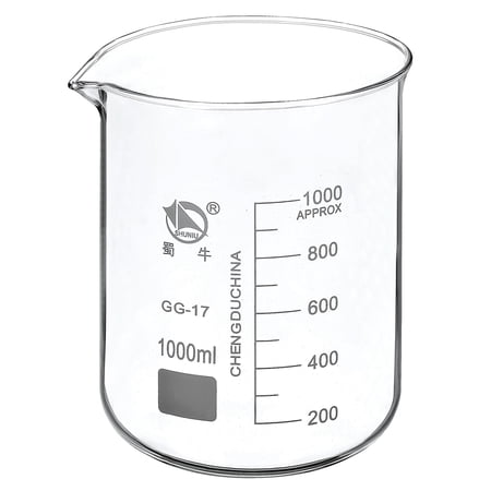 Uxcell 1000ml Low Form Glass Beaker, 3.3 Borosilicate Graduated Lab Measuring Cups