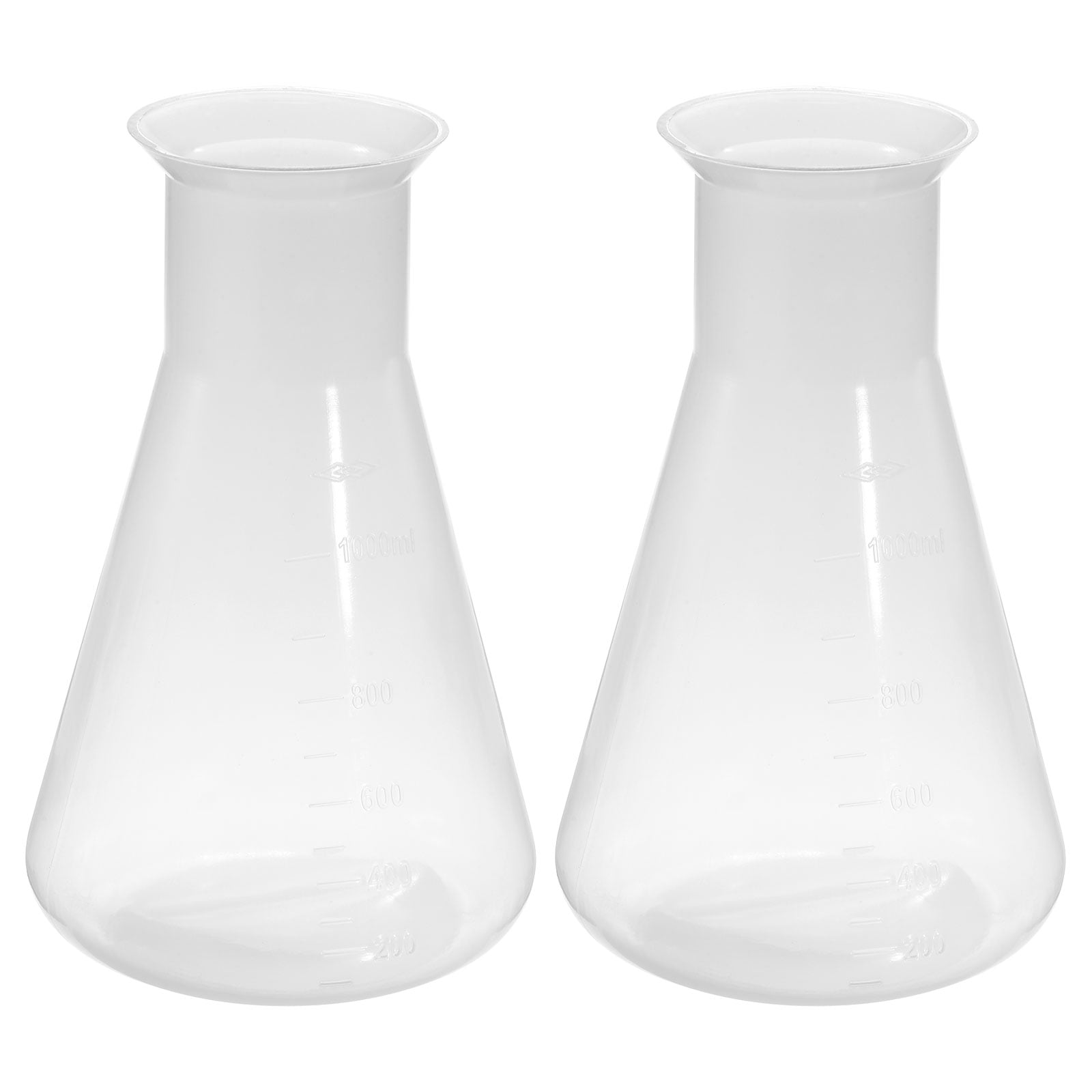 Uxcell 1000ml Plastic Erlenmeyer Flask, 2 Pack Wide Mouth Conical Flask