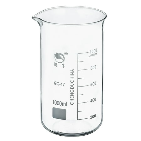 Uxcell 1000ml Tall Form Glass Beaker, 3.3 Borosilicate Graduated Lab Measuring Cups