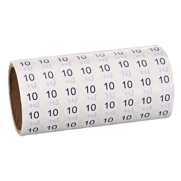 Uxcell 1000pcs 0.4" Number Stickers, Mini Number 10 Sticker Numbers Labels Round Small Vinyl Self Adhesive Label Circle Decals 1 Roll Dots for Photo Album Poster Organize Inventory, Black