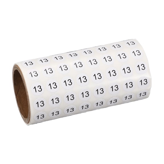 Uxcell 1000pcs 0.4" Number Stickers, Mini Number 13 Sticker Numbers Labels Round Small Vinyl Self Adhesive Label Circle Decals 1 Roll Dots for Photo Album Poster Organize Inventory, Black