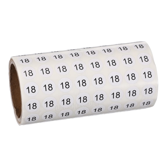 Uxcell 1000pcs 0.4" Number Stickers, Mini Number 18 Sticker Numbers Labels Round Small Vinyl Self Adhesive Label Circle Decals 1 Roll Dots for Photo Album Poster Organize Inventory, Black