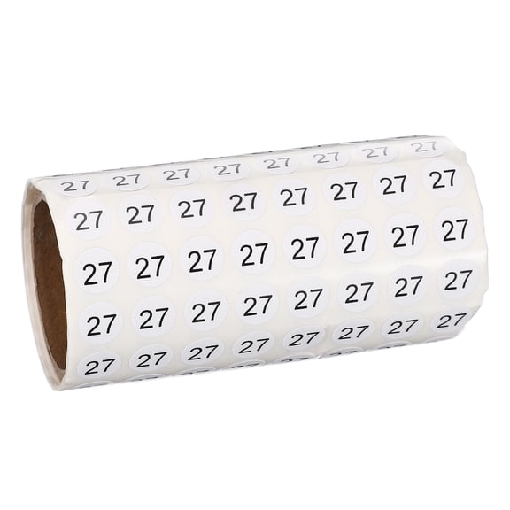 Uxcell 1000pcs 0.4" Number Stickers, Mini Number 27 Sticker Numbers Labels Round Small Vinyl Self Adhesive Label Circle Decals 1 Roll Dots for Photo Album Poster Organize Inventory, Black