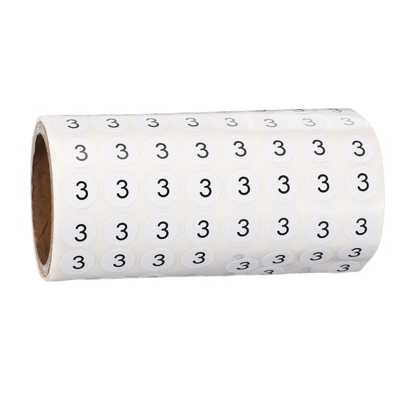 Uxcell 1000pcs 0.4" Number Stickers, Mini Number 3 Sticker Numbers Labels Round Small Vinyl Self Adhesive Label Circle Decals 1 Roll Dots for Photo Album Poster Organize Inventory, Black
