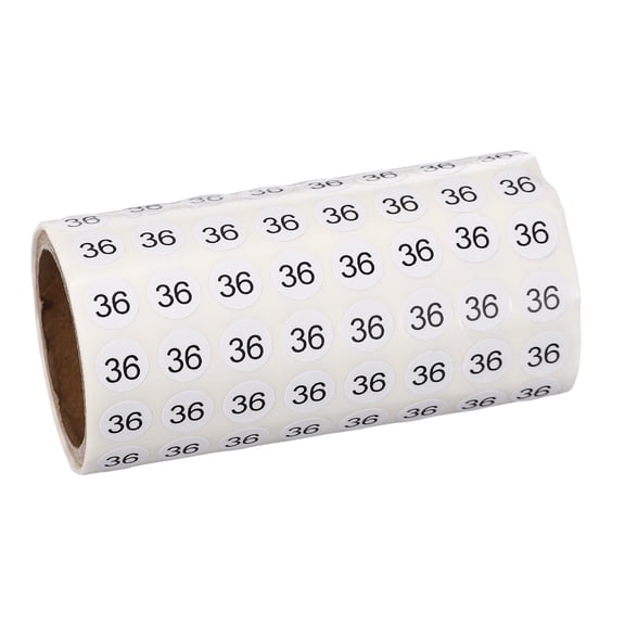 Uxcell 1000pcs 0.4" Number Stickers, Mini Number 36 Sticker Numbers Labels Round Small Vinyl Self Adhesive Label Circle Decals 1 Roll Dots for Photo Album Poster Organize Inventory, Black