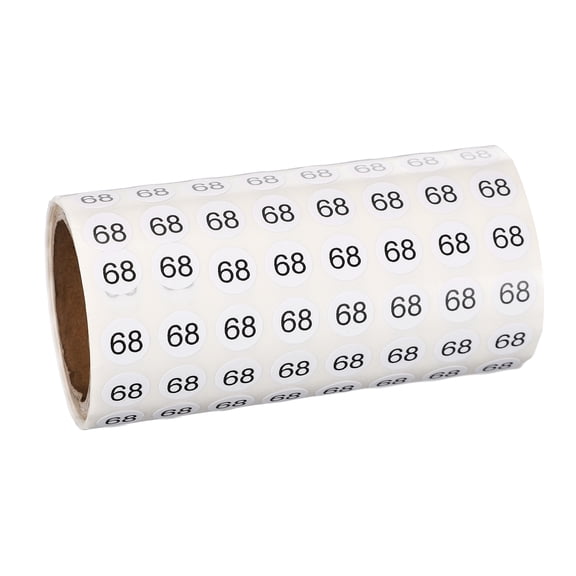 Uxcell 1000pcs 0.4" Number Stickers, Mini Number 68 Sticker Numbers Labels Round Small Vinyl Self Adhesive Label Circle Decals 1 Roll Dots for Photo Album Poster Organize Inventory, Black