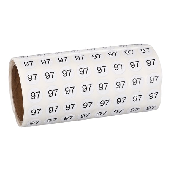 Uxcell 1000pcs 0.4" Number Stickers, Mini Number 97 Sticker Numbers Labels Round Small Vinyl Self Adhesive Label Circle Decals 1 Roll Dots for Photo Album Poster Organize Inventory, Black