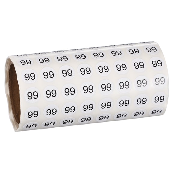 Uxcell 1000pcs 0.4" Number Stickers, Mini Number 99 Sticker Numbers Labels Round Small Vinyl Self Adhesive Label Circle Decals 1 Roll Dots for Photo Album Poster Organize Inventory, Black