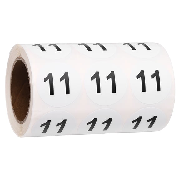 Uxcell 1000pcs 1.2" Number Stickers, Number 11 Sticker Numbers Labels Round Small Vinyl Self Adhesive Label Circle Decals 1 Roll Dots for Photo Album Poster Organize Inventory, Black