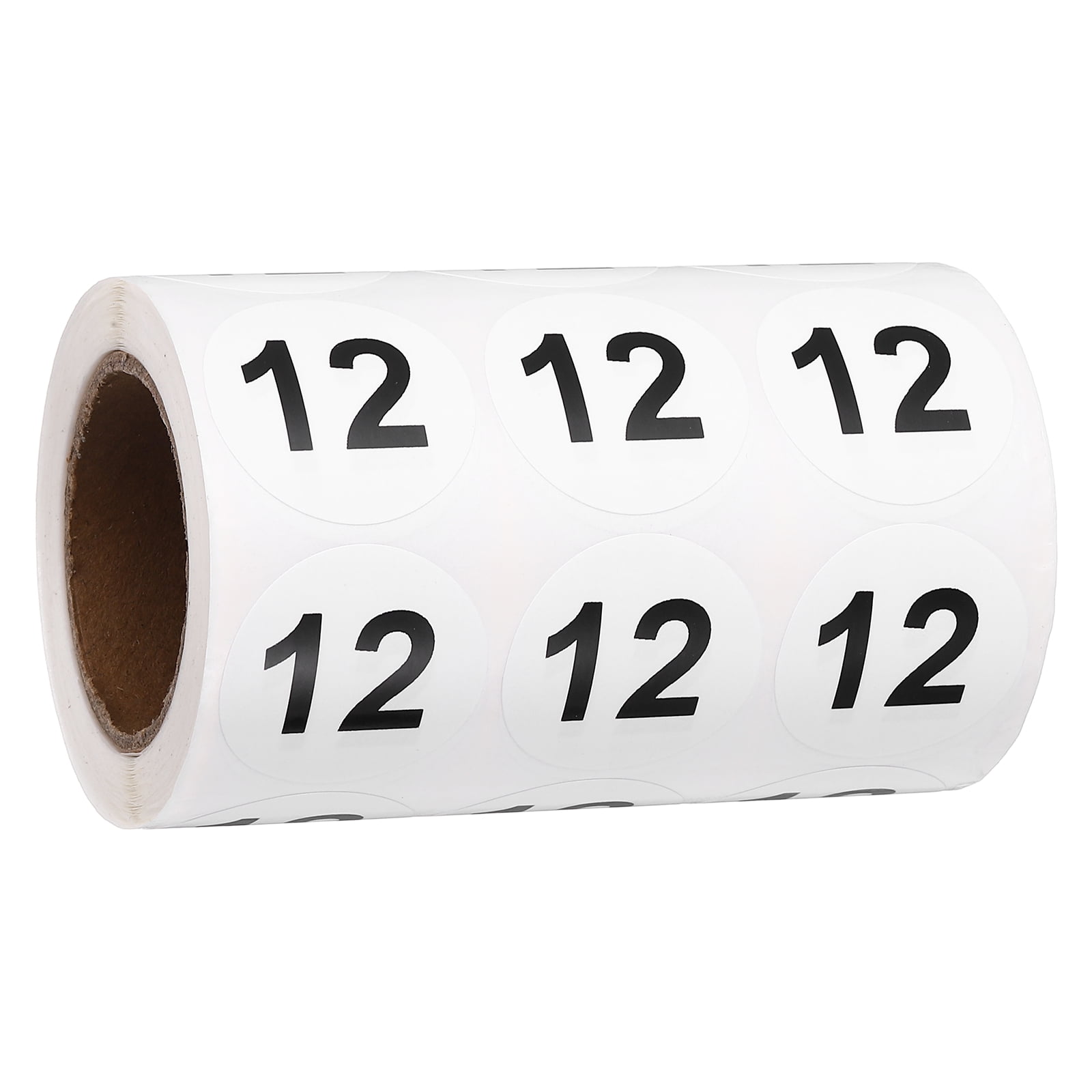 Uxcell 1000pcs 1.2" Number Stickers, Number 12 Sticker Numbers Labels Round Small Vinyl Self Adhesive Label Circle Decals 1 Roll Dots for Photo Album Poster Organize Inventory, Black