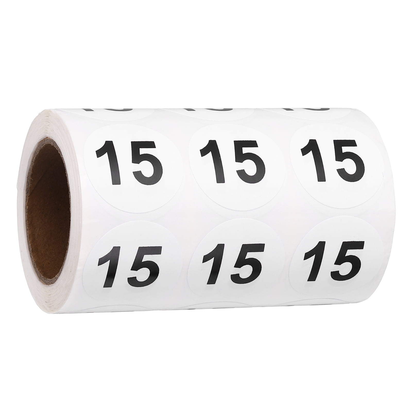 Uxcell 1000pcs 1.2" Number Stickers, Number 15 Sticker Numbers Labels Round Small Vinyl Self Adhesive Label Circle Decals 1 Roll Dots for Photo Album Poster Organize Inventory, Black