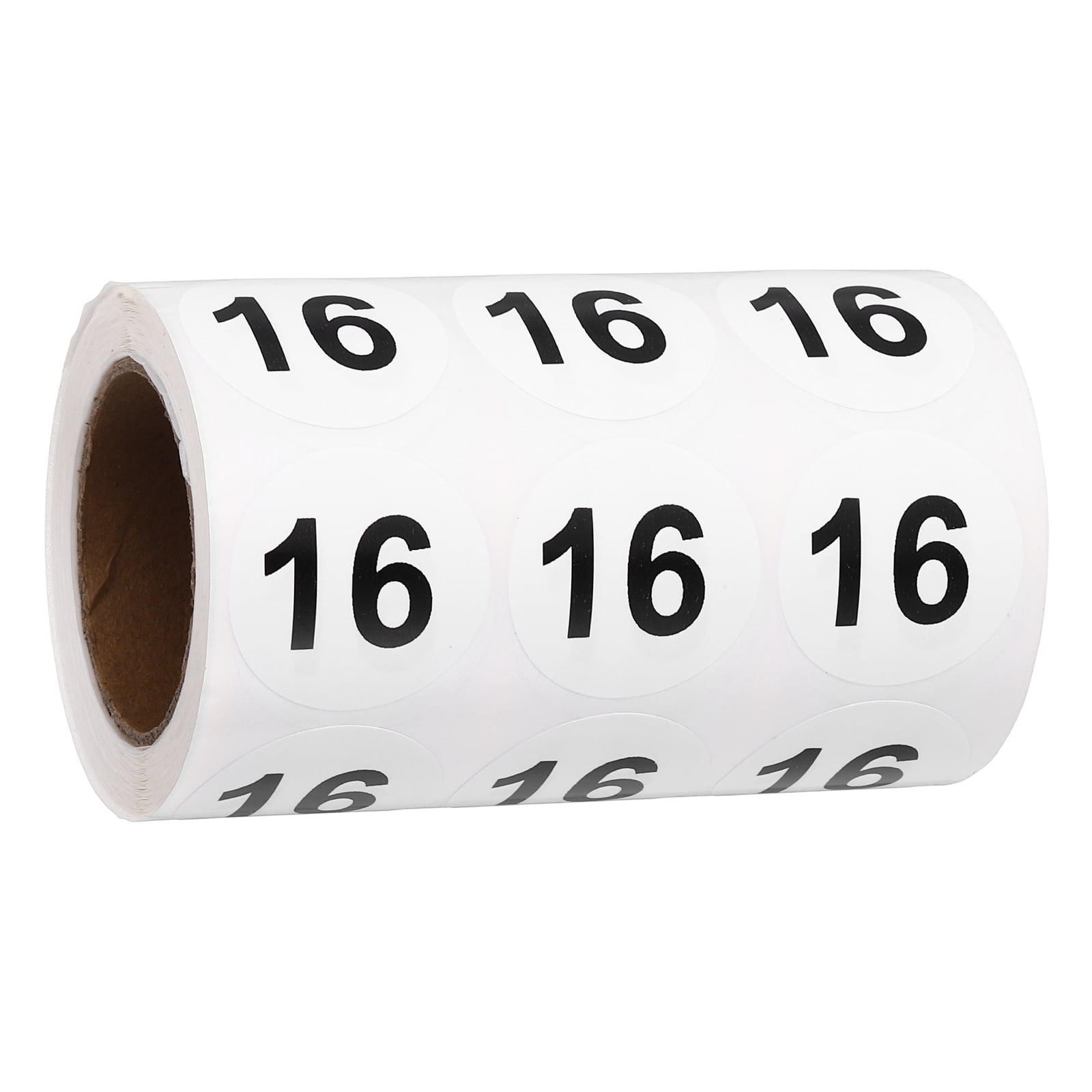 Uxcell 1000pcs 1.2" Number Stickers, Number 16 Sticker Numbers Labels Round Small Vinyl Self Adhesive Label Circle Decals 1 Roll Dots for Photo Album Poster Organize Inventory, Black
