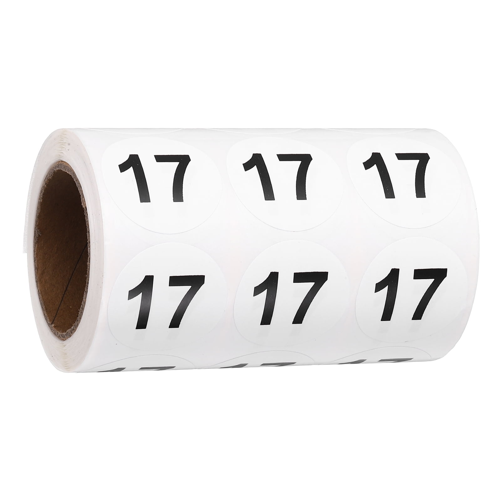 Uxcell 1000pcs 1.2" Number Stickers, Number 17 Sticker Numbers Labels Round Small Vinyl Self Adhesive Label Circle Decals 1 Roll Dots for Photo Album Poster Organize Inventory, Black