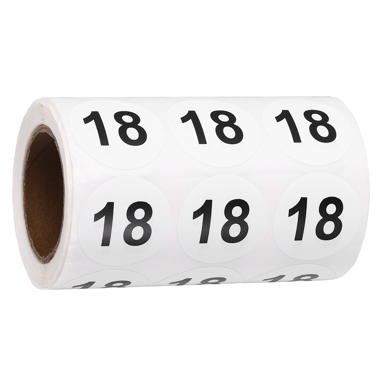 Uxcell 1000pcs 1.2" Number Stickers, Number 18 Sticker Numbers Labels Round Small Vinyl Self Adhesive Label Circle Decals 1 Roll Dots for Photo Album Poster Organize Inventory, Black