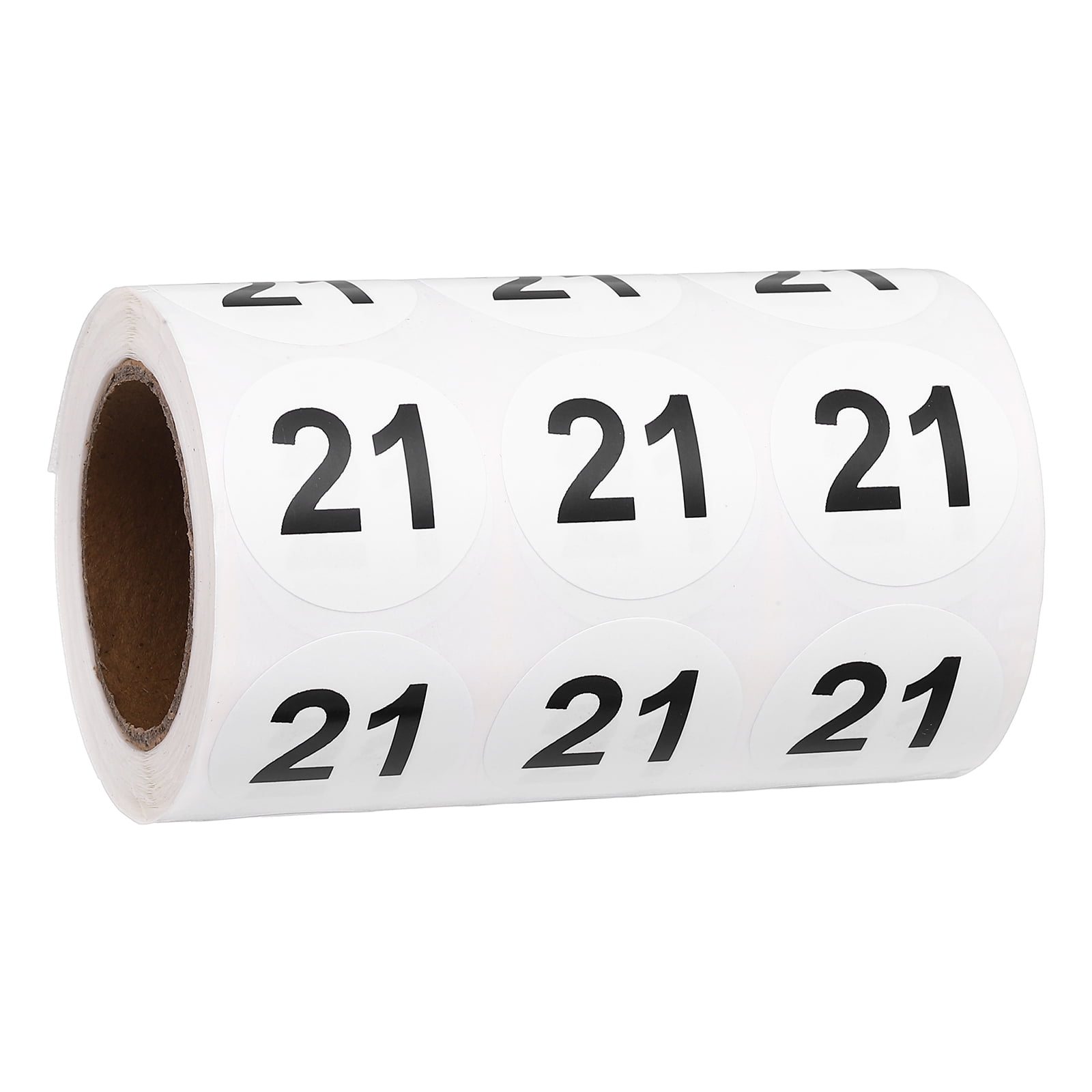 Uxcell 1000pcs 1.2" Number Stickers, Number 21 Sticker Numbers Labels Round Small Vinyl Self Adhesive Label Circle Decals 1 Roll Dots for Photo Album Poster Organize Inventory, Black