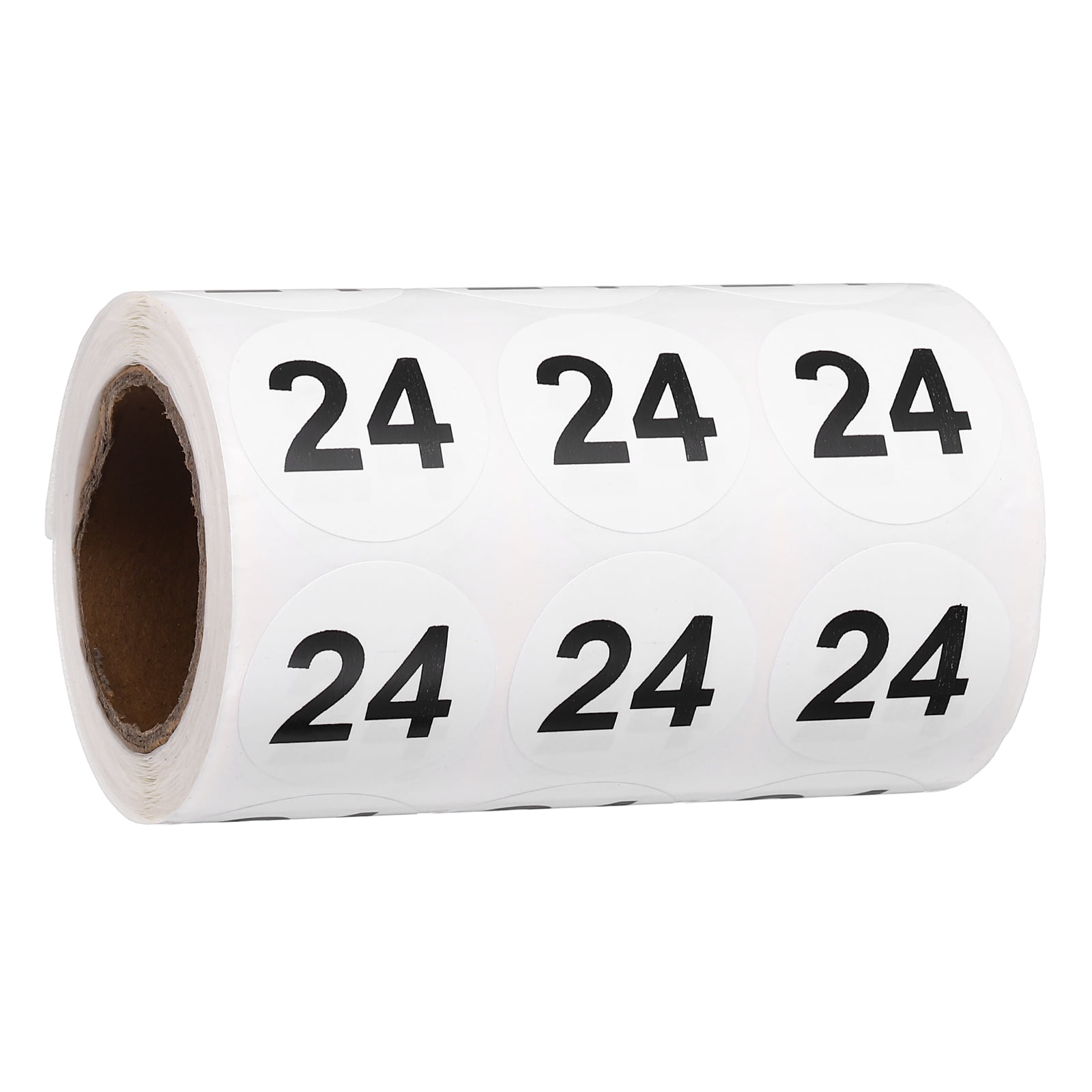 Uxcell 1000pcs 1.2" Number Stickers, Number 24 Sticker Numbers Labels Round Small Vinyl Self Adhesive Label Circle Decals 1 Roll Dots for Photo Album Poster Organize Inventory, Black