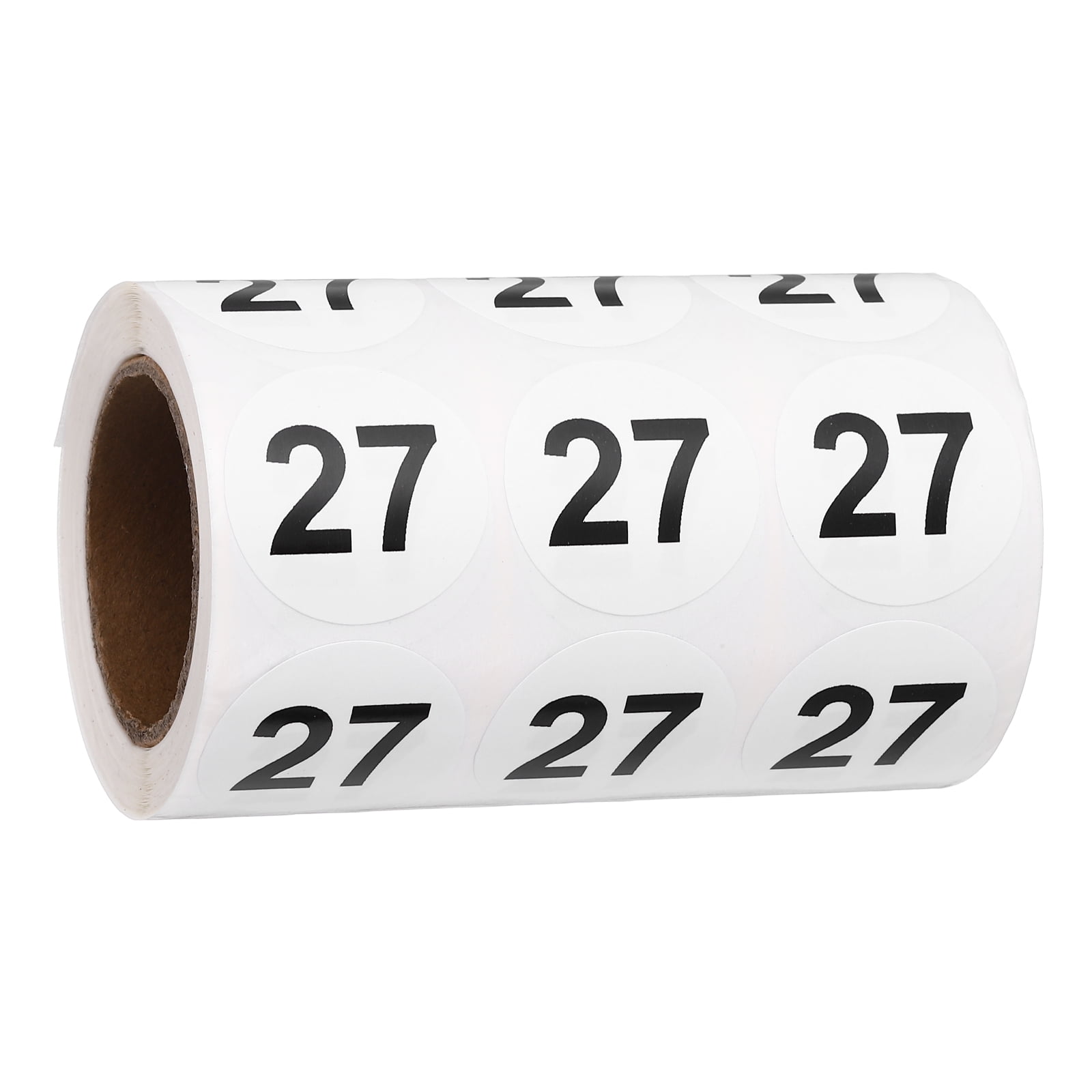 Uxcell 1000pcs 1.2" Number Stickers, Number 27 Sticker Numbers Labels Round Small Vinyl Self Adhesive Label Circle Decals 1 Roll Dots for Photo Album Poster Organize Inventory, Black
