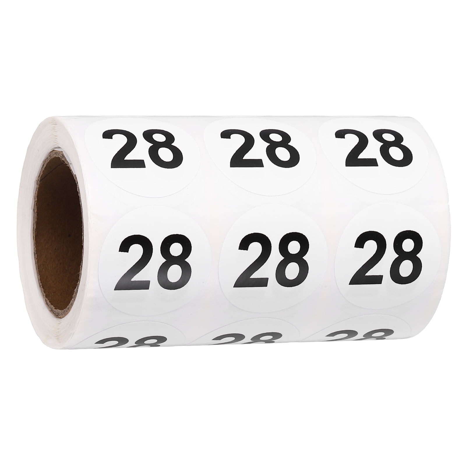 Uxcell 1000pcs 1.2" Number Stickers, Number 28 Sticker Numbers Labels Round Small Vinyl Self Adhesive Label Circle Decals 1 Roll Dots for Photo Album Poster Organize Inventory, Black