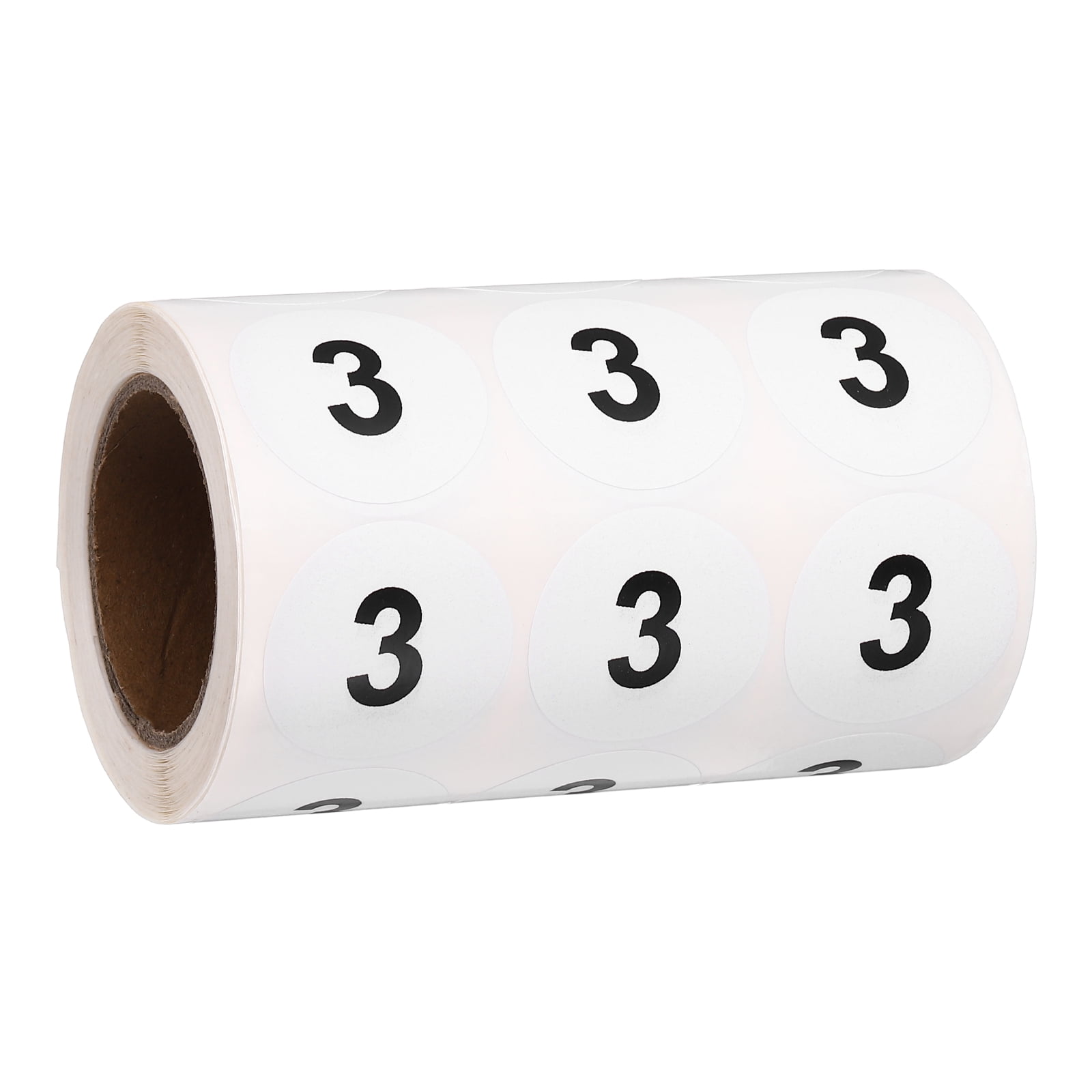 Uxcell 1000pcs 1.2" Number Stickers, Number 3 Sticker Numbers Labels Round Small Vinyl Self Adhesive Label Circle Decals 1 Roll Dots for Photo Album Poster Organize Inventory, Black