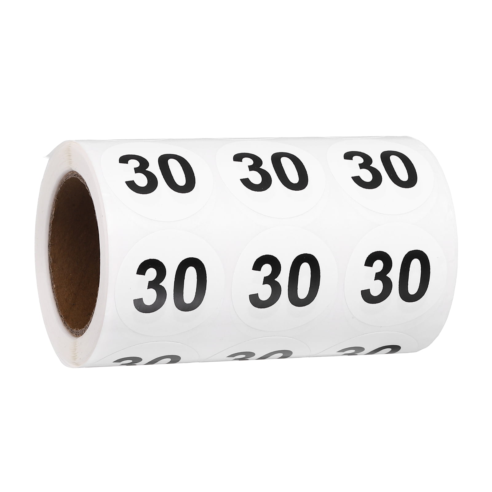 Uxcell 1000pcs 1.2" Number Stickers, Number 30 Sticker Numbers Labels Round Small Vinyl Self Adhesive Label Circle Decals 1 Roll Dots for Photo Album Poster Organize Inventory, Black
