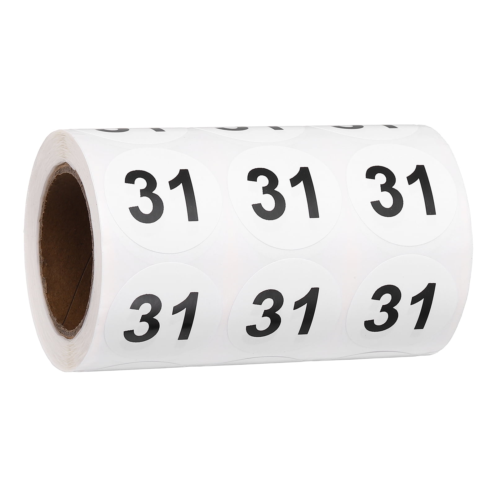 Uxcell 1000pcs 1.2" Number Stickers, Number 31 Sticker Numbers Labels Round Small Vinyl Self Adhesive Label Circle Decals 1 Roll Dots for Photo Album Poster Organize Inventory, Black