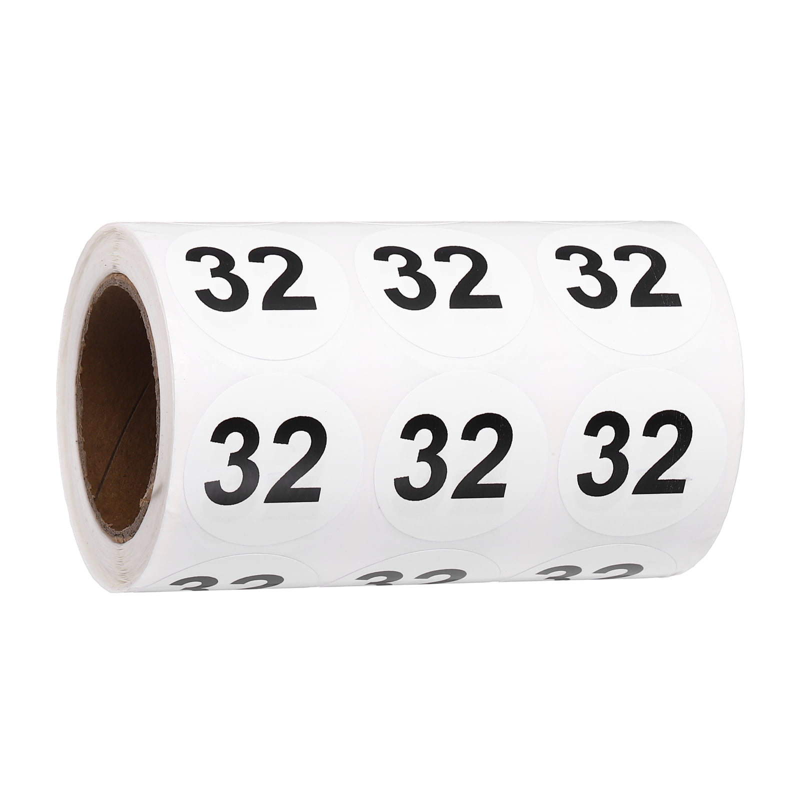 Uxcell 1000pcs 1.2" Number Stickers, Number 32 Sticker Numbers Labels Round Small Vinyl Self Adhesive Label Circle Decals 1 Roll Dots for Photo Album Poster Organize Inventory, Black