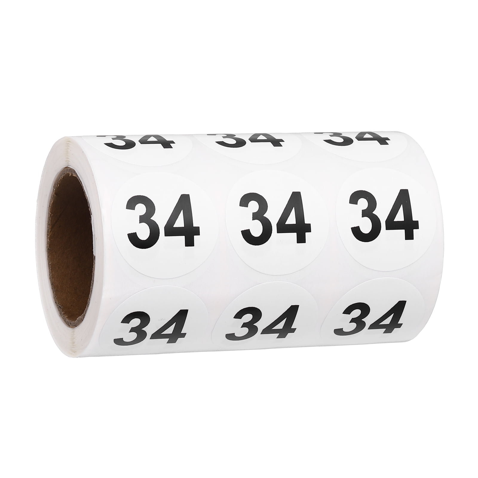 Uxcell 1000pcs 1.2" Number Stickers, Number 34 Sticker Numbers Labels Round Small Vinyl Self Adhesive Label Circle Decals 1 Roll Dots for Photo Album Poster Organize Inventory, Black