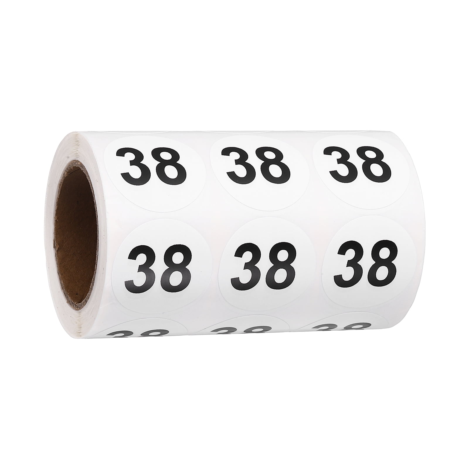 Uxcell 1000pcs 1.2" Number Stickers, Number 38 Sticker Numbers Labels Round Small Vinyl Self Adhesive Label Circle Decals 1 Roll Dots for Photo Album Poster Organize Inventory, Black