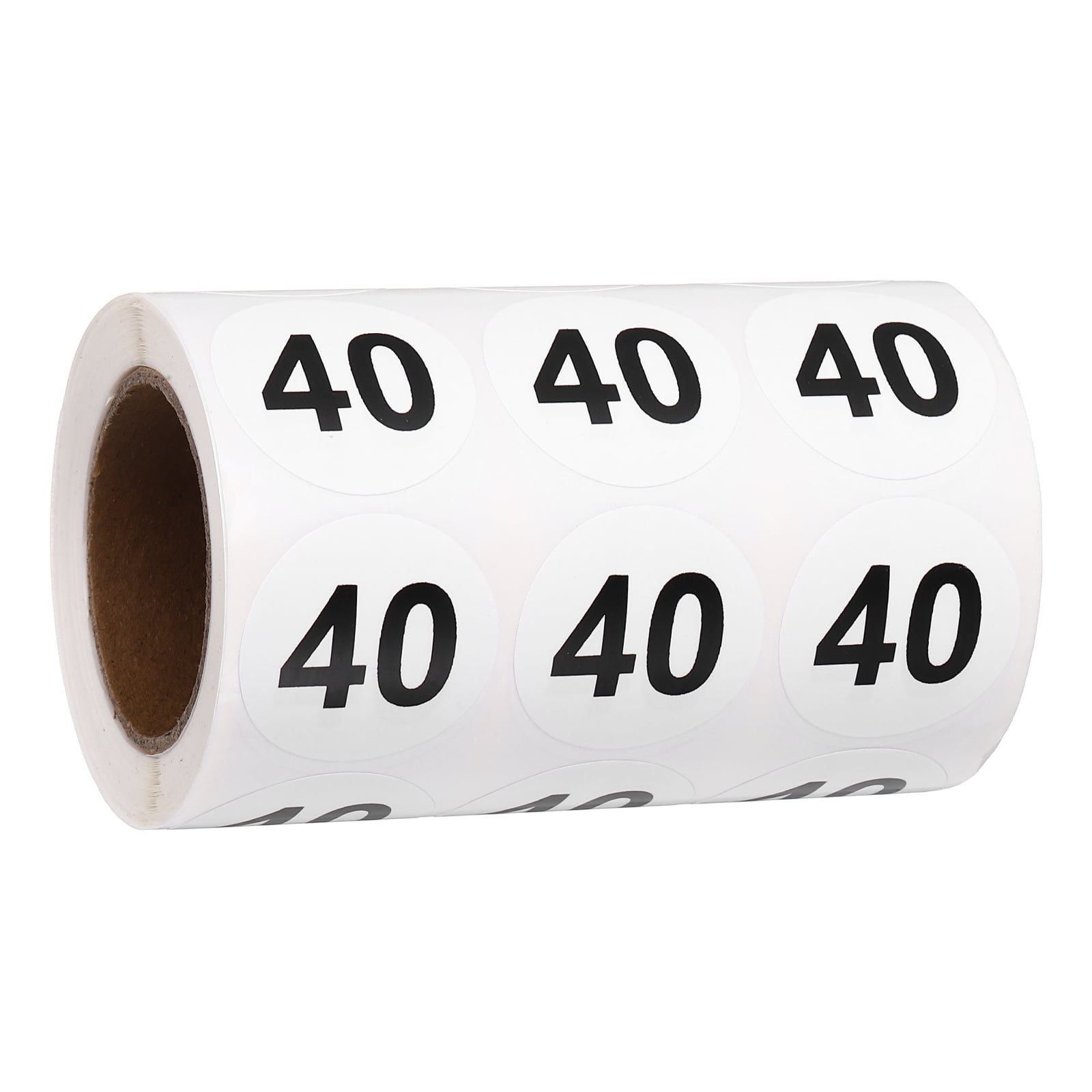 Uxcell 1000pcs 1.2" Number Stickers, Number 40 Sticker Numbers Labels Round Small Vinyl Self Adhesive Label Circle Decals 1 Roll Dots for Photo Album Poster Organize Inventory, Black