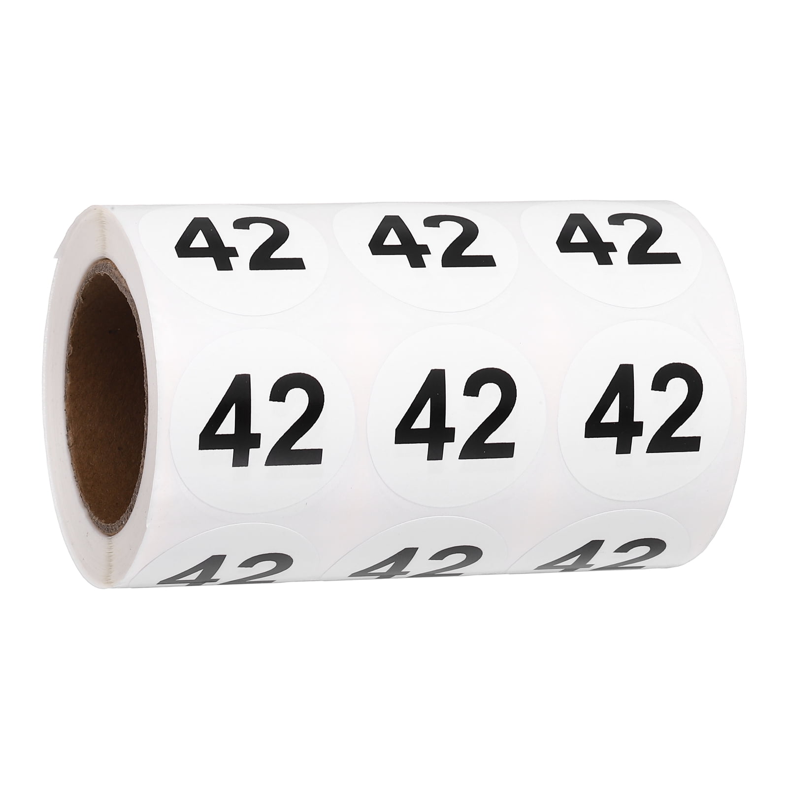 Uxcell 1000pcs 1.2" Number Stickers, Number 42 Sticker Numbers Labels Round Small Vinyl Self Adhesive Label Circle Decals 1 Roll Dots for Photo Album Poster Organize Inventory, Black