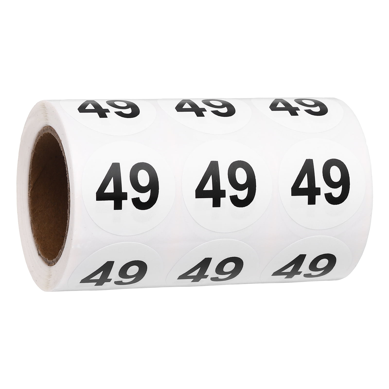 Uxcell 1000pcs 1.2" Number Stickers, Number 49 Sticker Numbers Labels Round Small Vinyl Self Adhesive Label Circle Decals 1 Roll Dots for Photo Album Poster Organize Inventory, Black