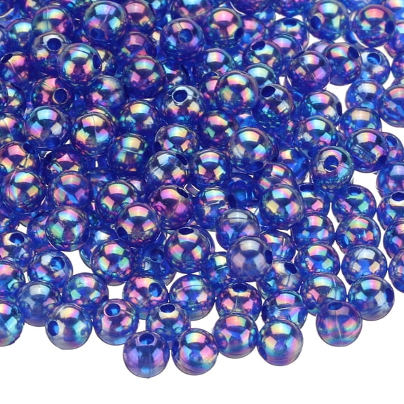 Uxcell 1000pcs Acrylic Round Beads AB Colors 6mm Loose Bubble Spacer Craft Beads for DIY Earring, Dark Blue AB