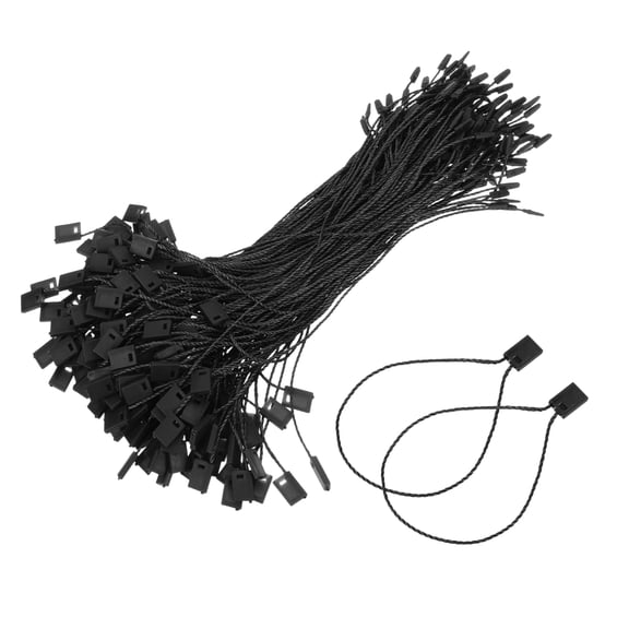 Uxcell 1000pcs Polyester Hang Tag String (6.7") - Plastic Snap Lock Pin Loop Black