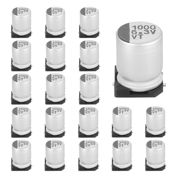Uxcell 1000uF 6.3V Aluminum Electrolytic Capacitors, Low Impedance Surface Mount Device Electrolytic Capacitor for TV Computer Circuit Board DIY Electronic Projects, 8x10.5mm, 20pcs