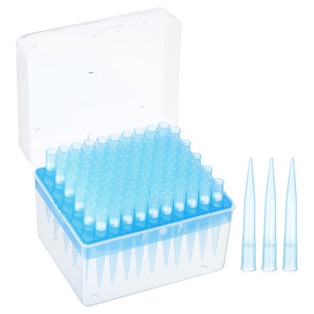 Uxcell 1000ul PE Filtering Pipette Tips, 1 Set 100 Tips/Rack(Blue) for Laboratory, Blue