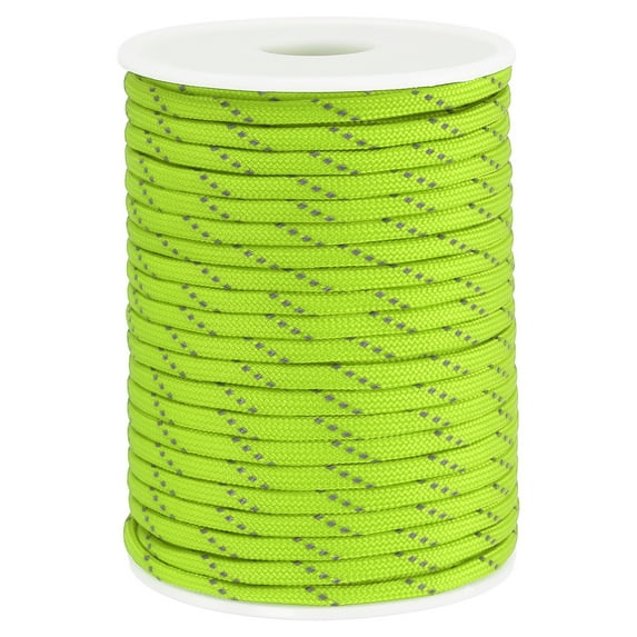 Uxcell 100FT 550 Paracord, 7 Strand Reflective Parachutes Cord Spool 4mm Survival Strong Rope String, Fluorescent Green
