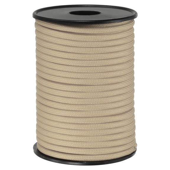 Uxcell 100FT 550 Paracord, 9 Strand Parachutes Cord Spool 4mm Survival Strong Rope String for Camping Hiking, Beige