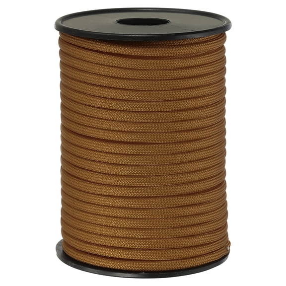Uxcell 100FT 550 Paracord, 9 Strand Parachutes Cord Spool 4mm Survival Strong Rope String for Camping Hiking, Brown