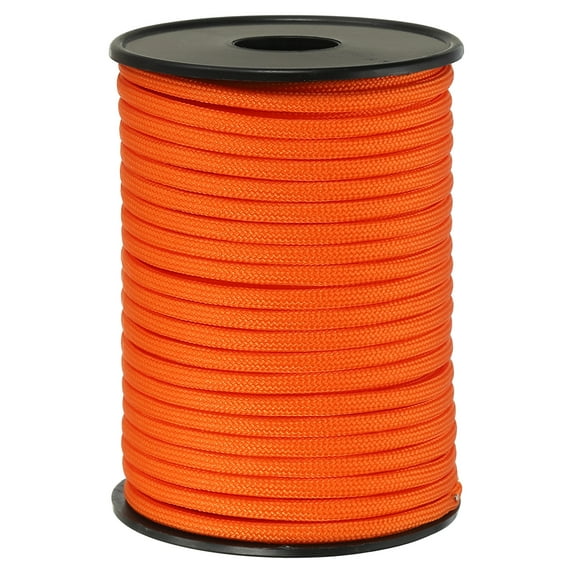 Uxcell 100FT 550 Paracord, 9 Strand Parachutes Cord Spool 4mm Survival Strong Rope String for Camping Hiking, Orange