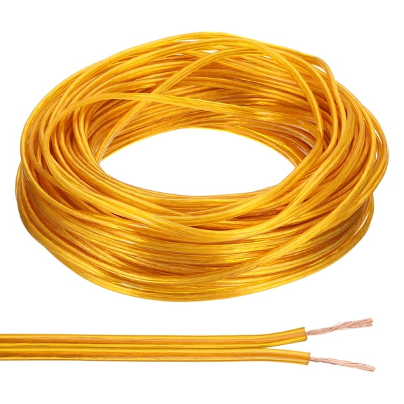 Uxcell 100Ft 18/2 Covered Wire, 300V SPT-1 Lamp Cord Insulated Heat Resistant Electronical Flexible Cable, Golden