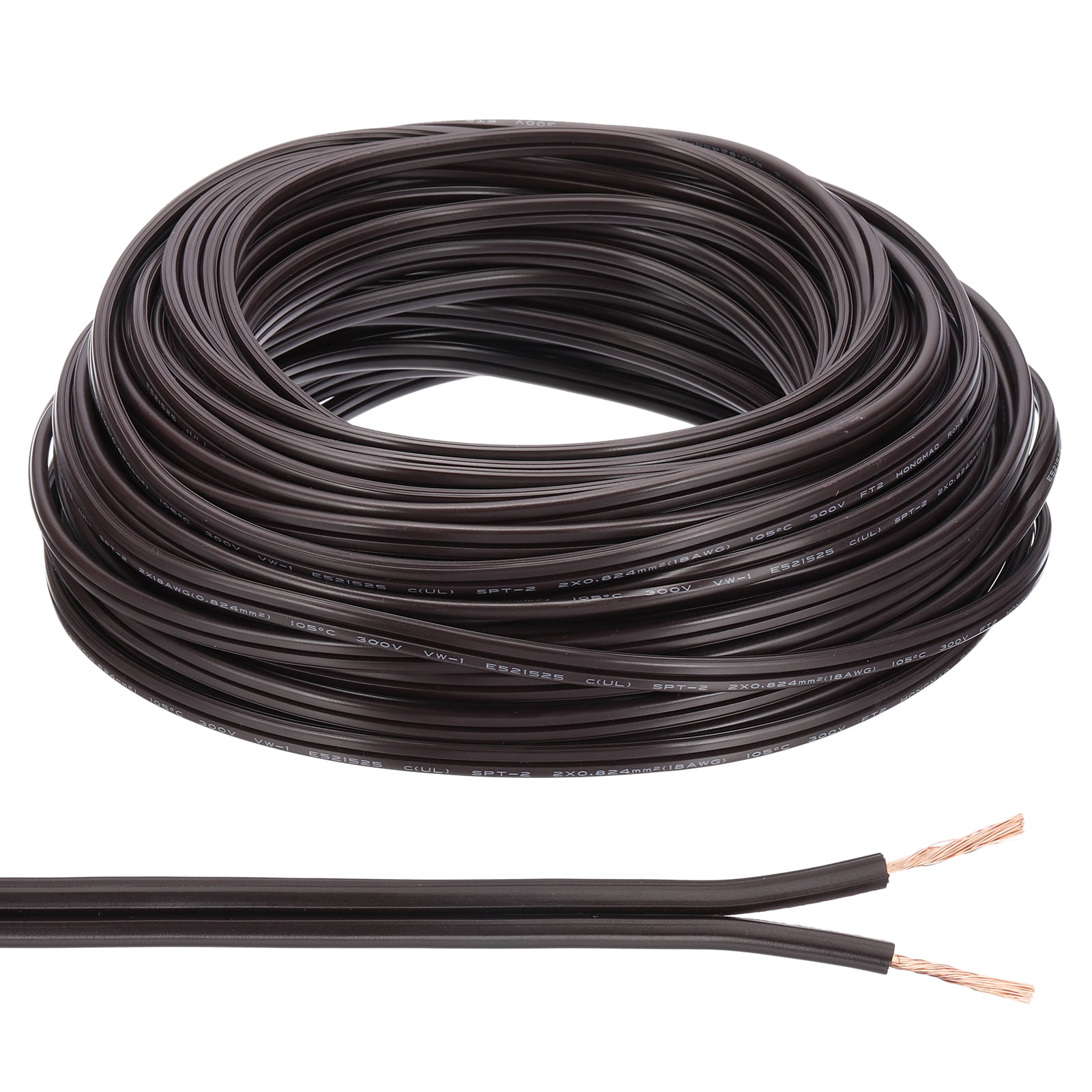 PATIKIL 15Ft 18/2 PVC Covered Wire – 300V SPT-2 Lamp Cord, UL-Listed, Heat Resistant, For LED, Audio & DIY Projects (Black)