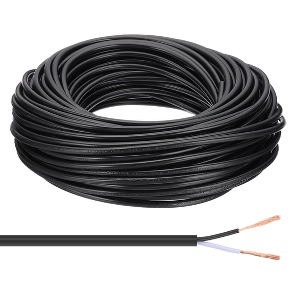 Uxcell 100Ft 18/2 Covered Wire, 300V SVT Round Lamp Cord Insulated Heat Resistant Electronical Flexible Cable, Black