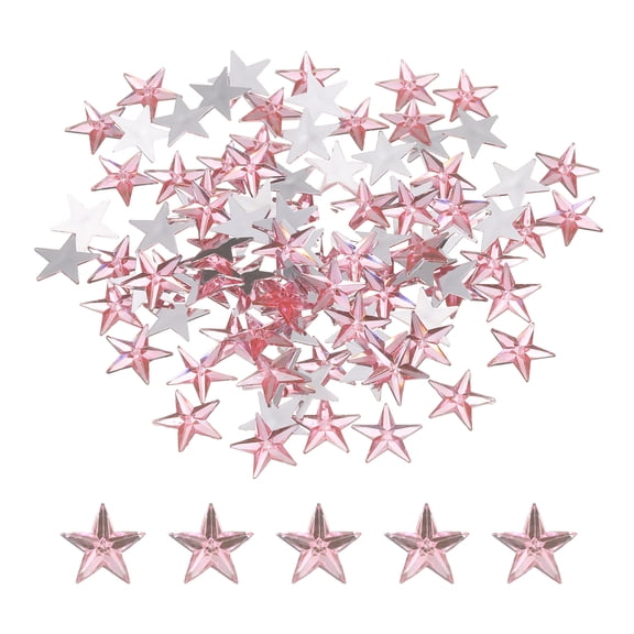 Uxcell 100PCS Acrylic Star Rhinestone 16x16mm Flat Back Plastic Gems for Craft Bead Face Painting Costume Jewelry Making, Light Pink