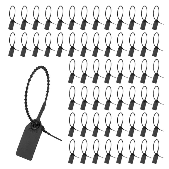 Uxcell 100PCS Plastic Tamper Seals (250mm Length, Black) Zip Tie Labels Self-Locking Signage Pull Tight Security Tag Seals, for Clothing Anti-theft Logistics Mark Luggage Tag
