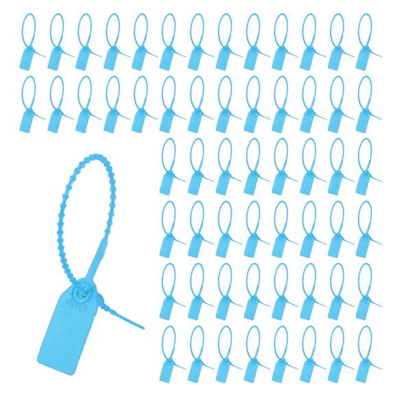 Uxcell 100PCS Plastic Tamper Seals (250mm Length, Blue) Zip Tie Labels Self-Locking Signage Pull Tight Security Tag Seals, for Clothing Anti-theft Logistics Mark Luggage Tag
