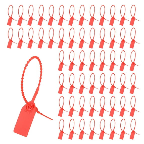 Uxcell 100PCS Plastic Tamper Seals (250mm Length, Red) Zip Tie Labels Self-Locking Signage Pull Tight Security Tag Seals, for Clothing Anti-theft Logistics Mark Luggage Tag
